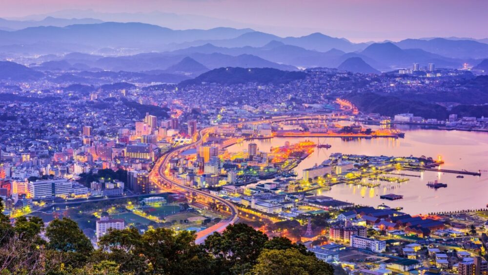 Sasebo,,Nagasaki,,Japan,Downtown,Skyline.